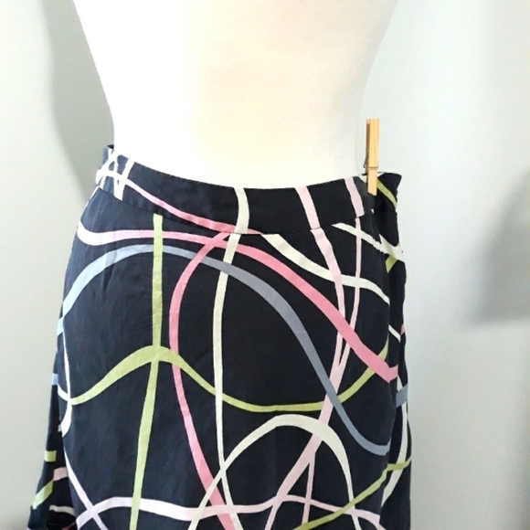 Susan Bristol silk lining black multicolor skirt size 10 - Picture 2 of 11